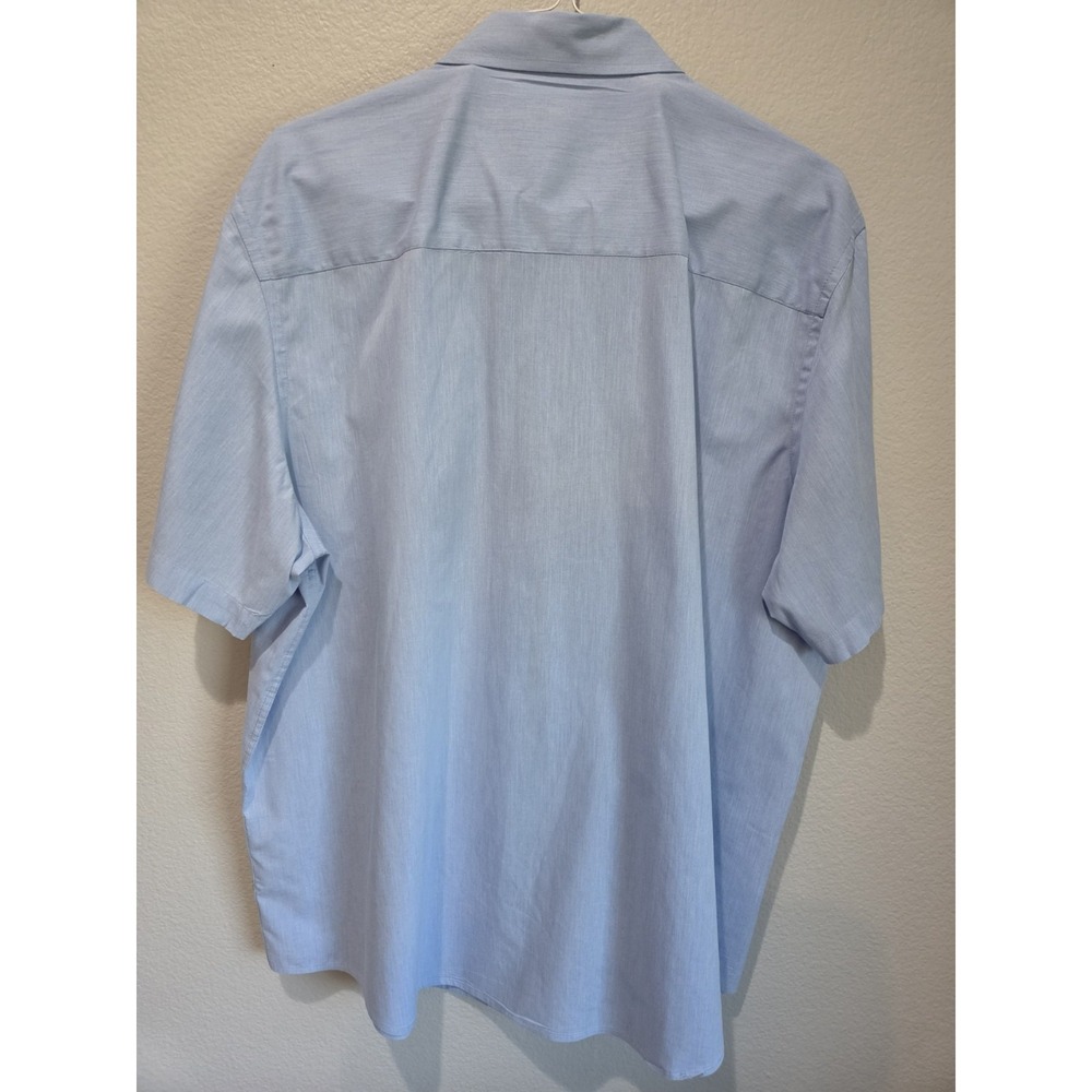 Alfani Men's 2XL Blue Solid Short Sleeve Button-Up Shirt Pockets Point Collar - Picture 3 of 3